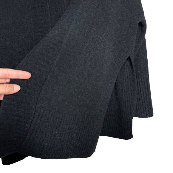Banana Republic Black Hi Slit Poncho Size Small Cardigan Merino Wool Sweater - Picture 2 of 6